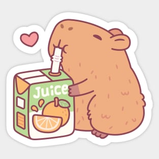 Cute Capybara Loves Orange Juice Sticker